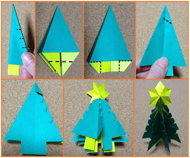クリスマスツリーの手作り折り紙の簡単な折り方2