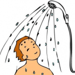 シャワーを浴びている男性のイラスト